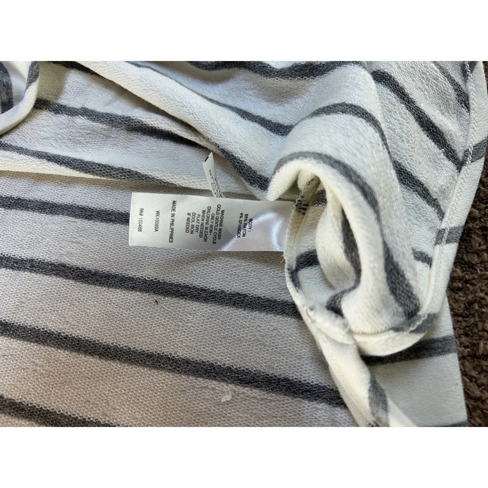 Market & Spruce Zansia Curved Hem Knit Top Off-White Grey Stripe XS WK10069A - Picture 6 of 11